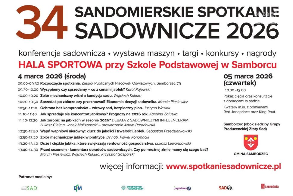 34. Sandomierskie Spotkanie Sadownicze już 4 marca w Samborcu