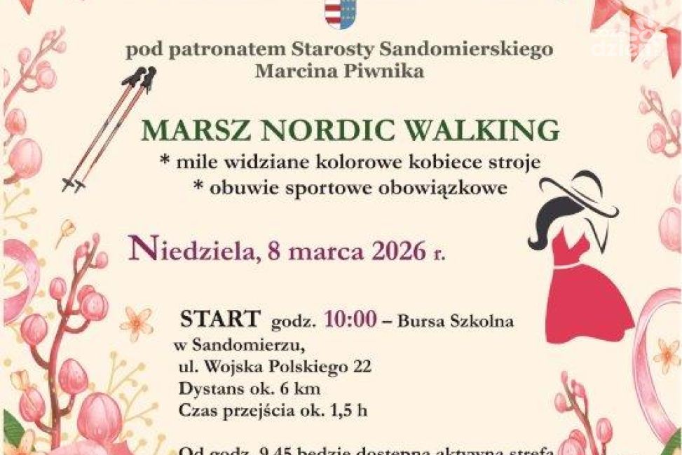 Sandomierz świętuje Dzień Kobiet na sportowo – przed uczestniczkami marsz nordic walking w sercu miasta