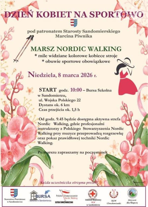 Sandomierz świętuje Dzień Kobiet na sportowo – przed uczestniczkami marsz nordic walking w sercu miasta