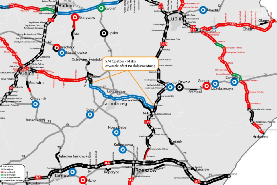 14 ofert na projekt drogi ekspresowej S74 między Opatowem a Niskem