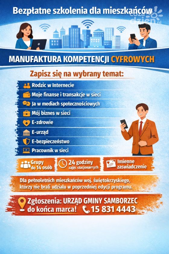 Mieszkańcy Gminy Samborzec mogą zdobyć nowe umiejętności – ruszają bezpłatne szkolenia cyfrowe