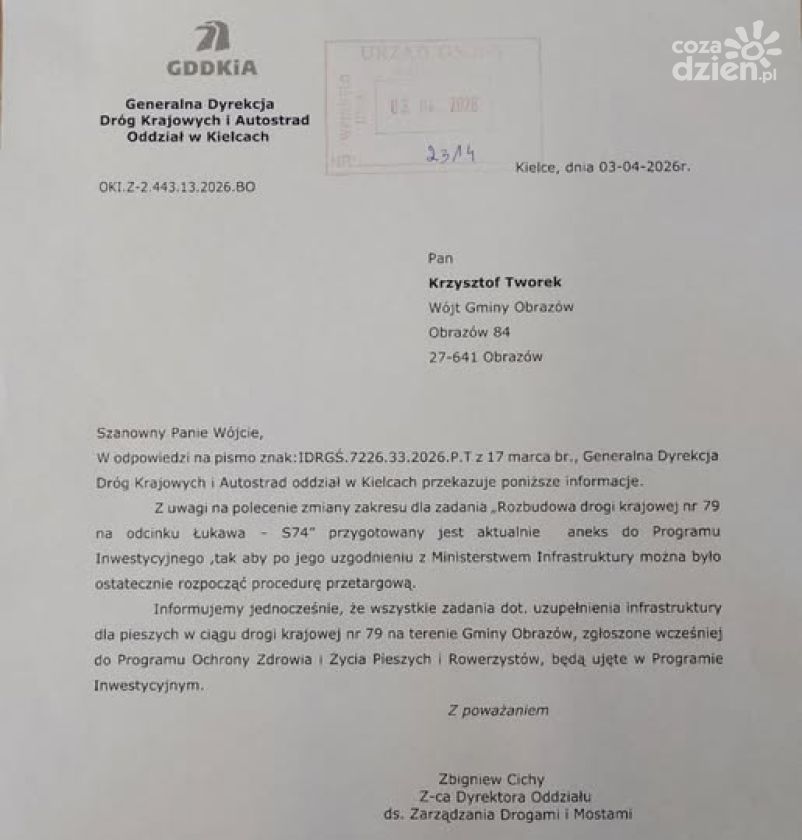 Są plany poprawy bezpieczeństwa na DK79 w Chwałkach