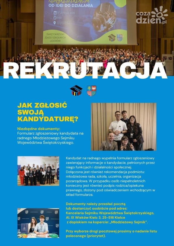 Trwa nabór do Młodzieżowego Sejmiku Województwa Świętokrzyskiego