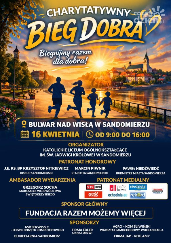 Sandomierz pobiegnie dla dobra – charytatywna inicjatywa na bulwarach nad Wisłą