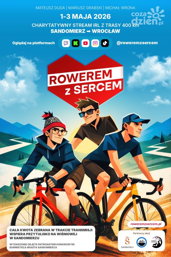 „Rowerem z Sercem”. Charytatywna wyprawa z Sandomierza do Wrocławia już w maju