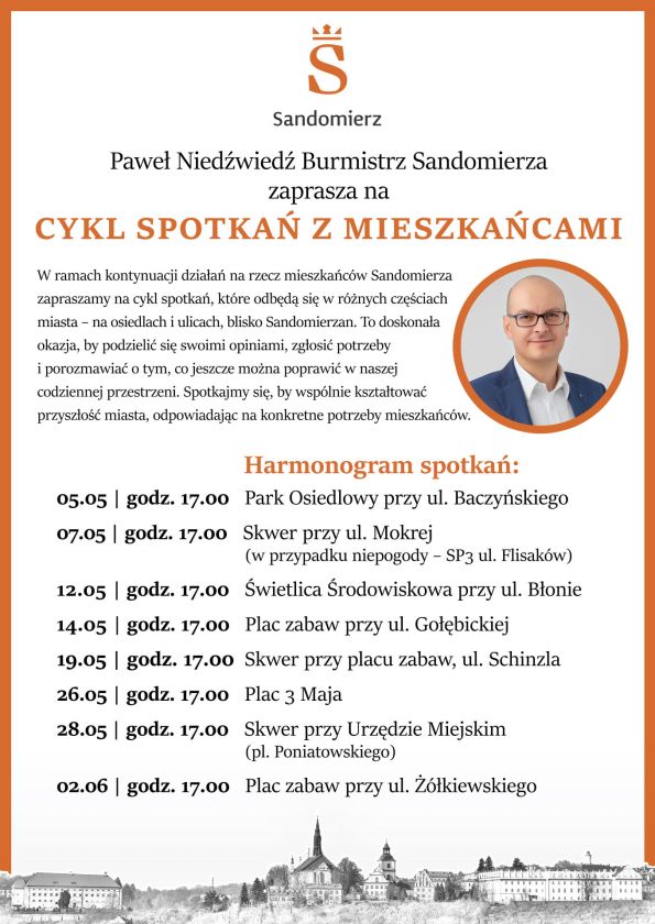 Burmistrz Sandomierza zaprasza mieszkańców na spotkania. Rusza cykl rozmów w różnych częściach miasta
