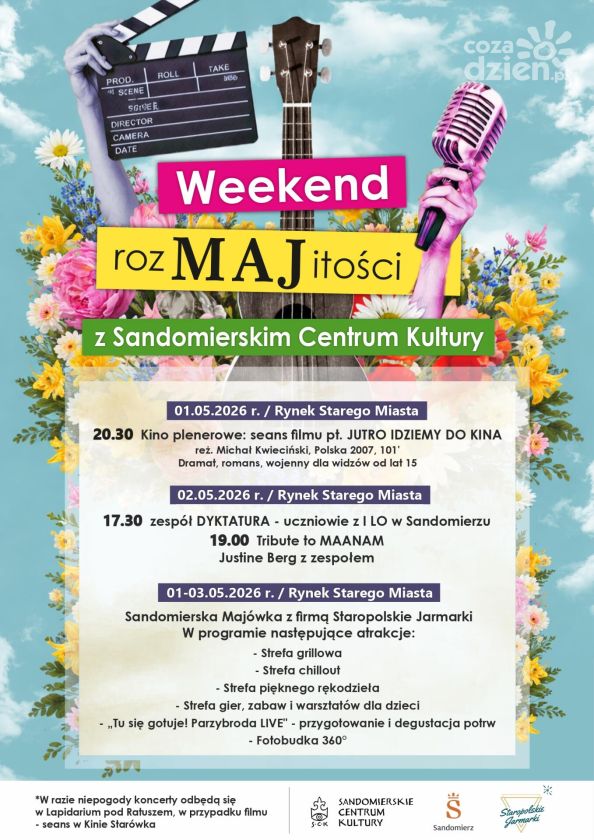 Majówka w Sandomierzu. Kino pod chmurką, koncerty i jarmark na Rynku