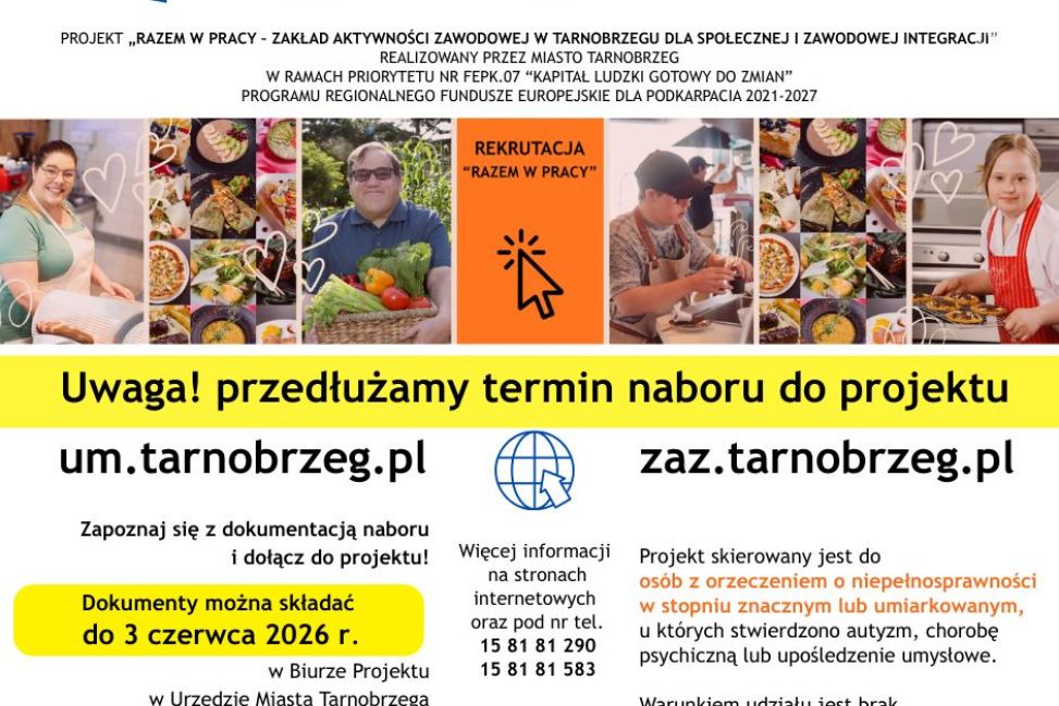 Przedłużono nabór do projektu „Razem w pracy”. Rekrutacja potrwa do 3 czerwca