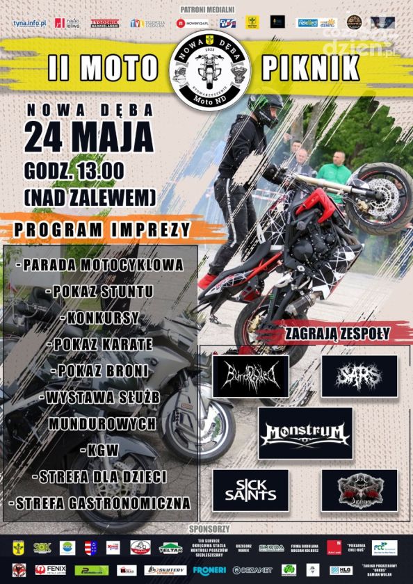 Motocykle, stunt i koncerty nad zalewem. II Moto Piknik w Nowej Dębie już 24 maja