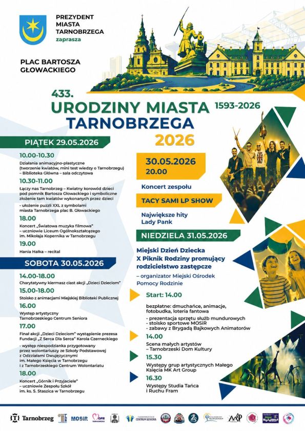 Tarnobrzeg przygotowuje się do obchodów 433. urodzin miasta. W programie koncerty, piknik rodzinny i wydarzenia dla mieszkańców