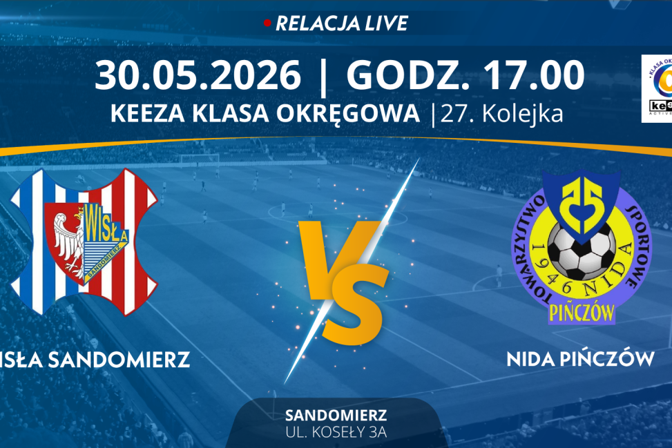 Mecz 27. kolejki KEEZA Świętokrzyskiej Klasy Okręgowej: Wisła Sandomierz - Nida Pińczów