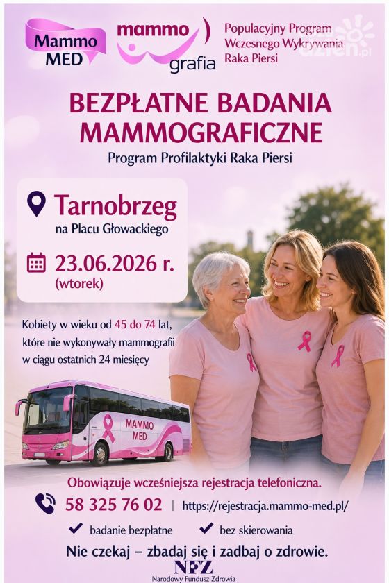 Bezpłatna mammografia w Tarnobrzegu. Mammobus ponownie stanie na Placu Bartosza Głowackiego
