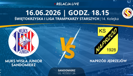 Mecz 14. Kolejki Świętokrzyskiej I Ligi Trampkarzy Starszych: MUKS WISŁA Junior Sandomierz - Naprzód Jędrzejów