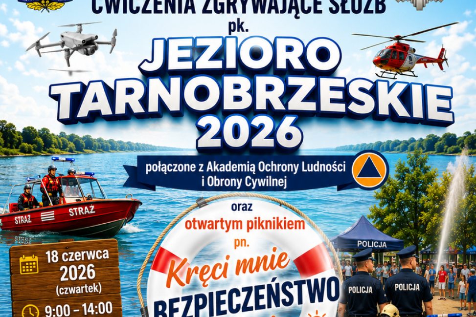 Ćwiczenia służb i piknik bezpieczeństwa nad Jeziorem Tarnobrzeskim