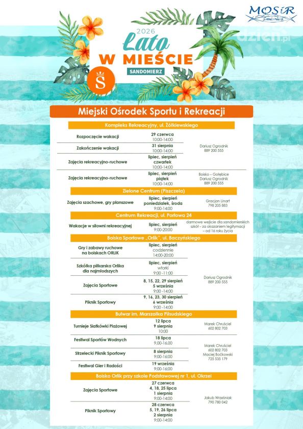 Wakacyjne atrakcje sportowe w Sandomierzu – program „Lato w Mieście 2026” przygotowany przez MOSiR