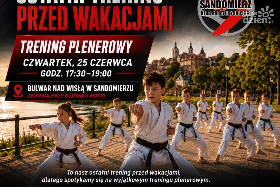Ostatni trening przed wakacjami. Karatecy Trójki Sandomierz spotkają się na bulwarze nad Wisłą