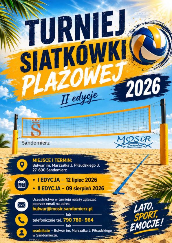 Siatkówka plażowa wraca na sandomierskie Bulwary. MOSiR zaprasza na II edycję turnieju