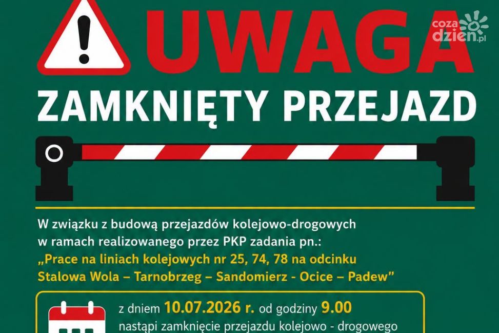 Utrudnienia i nowe przejazdy kolejowe w Tarnobrzegu. Zmiany od 10 lipca