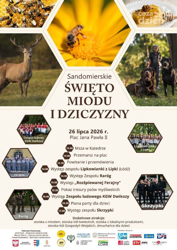 Sandomierz zaprasza na Święto Miodu i Dziczyzny. Przed mieszkańcami i turystami dzień pełen atrakcji