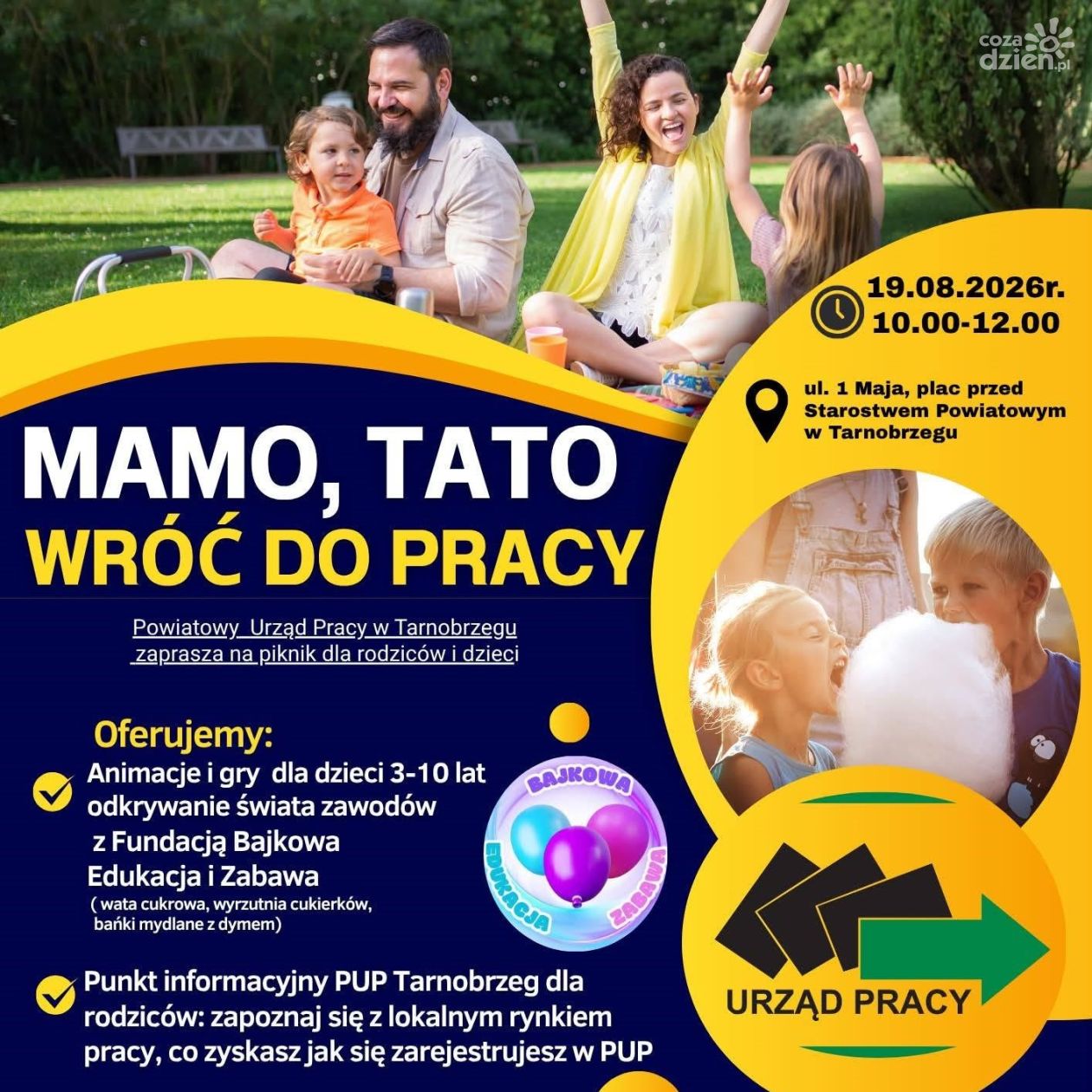 „Mamo, Tato wróć do pracy”. Rodzinny piknik z poradami ekspertów i atrakcjami dla dzieci