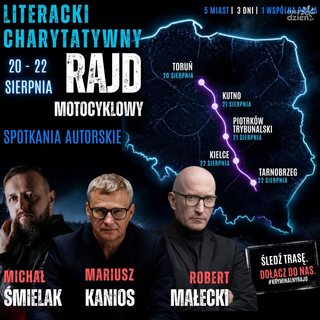 Wsiadają na motocykle, żeby pomóc. Autorzy kryminałów jadą dla Dawida z Tarnobrzega