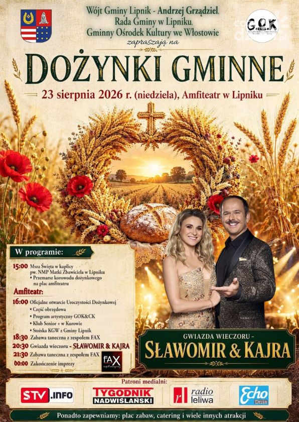 Dożynki Gminne w Lipniku. Sławomir i Kajra wystąpią na scenie