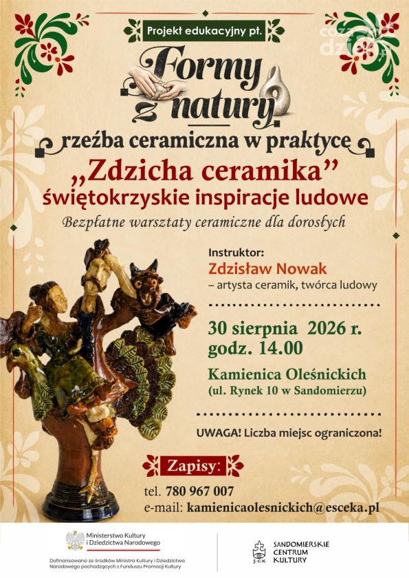 „Zdzicha ceramika” w Sandomierzu. Bezpłatne warsztaty ceramiki ludowej