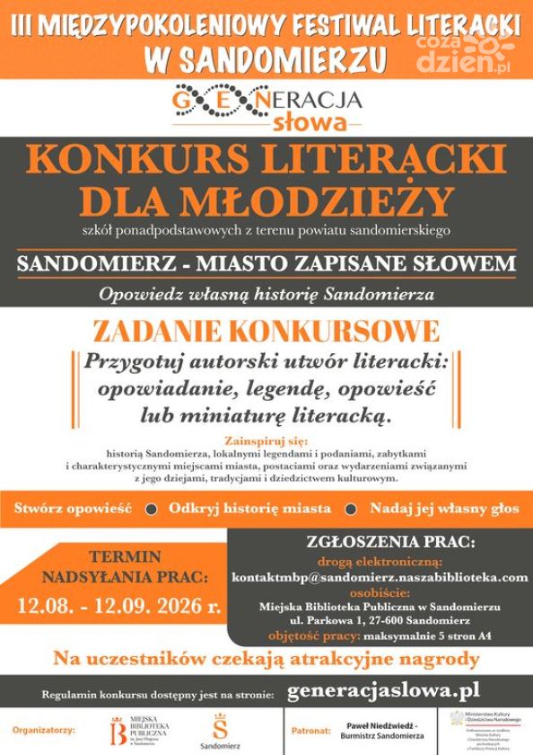 „Sandomierz – miasto zapisane słowem”. Konkurs literacki dla młodzieży