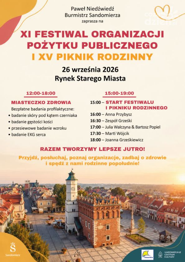 Sandomierski Rynek zamieni się w „miasteczko zdrowia”. W sobotę festiwal i piknik rodzinny